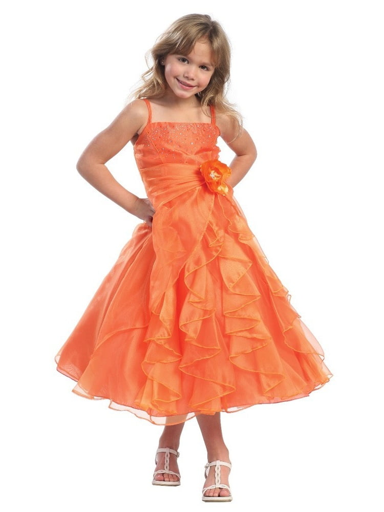 Orange Dress with Ruffles